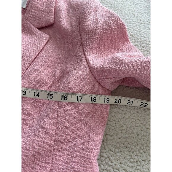 ENDLESS ROSE Womens Tweed Single Breasted Blazer Jacket Pink Size M - Picture 14 of 16